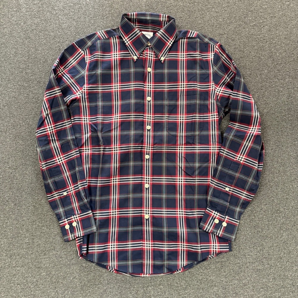 Modern Brooks Brothers Plaid Button Down Mens XS Navy Good Regent Fit Non-Iron